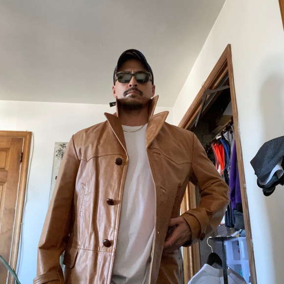 J Crew tan leather pea coat - Picture 5 of 11